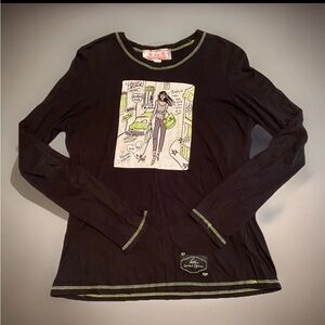 Koi Limited Edition Woman's Black Long Sleeve Shirt size M Rule the World